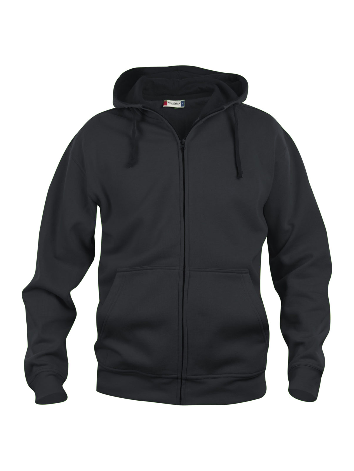 Sweat zippé Clique Basic Hoody Full Zip homme 280 g/m² – Noir – vue de face
