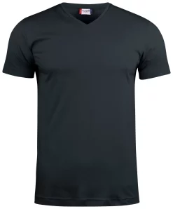 T-shirt col V mixte Clique Basic-T V-neck – black – vue de face