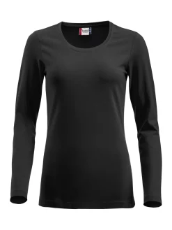 T-shirt manches longues femme Clique Carolina L/S – black – vue de face