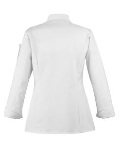 Veste de cuisine femme manches longues ROBUR Unera Blanc vue de dos