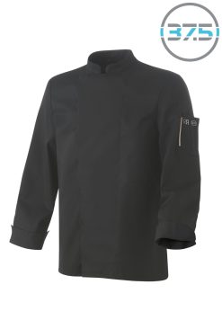Veste de cuisine mixte manches longues ROBUR Nero 37.5 Noir vue de face