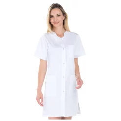 Blouse femme longue Chantal 6179 blanche à manches courtes