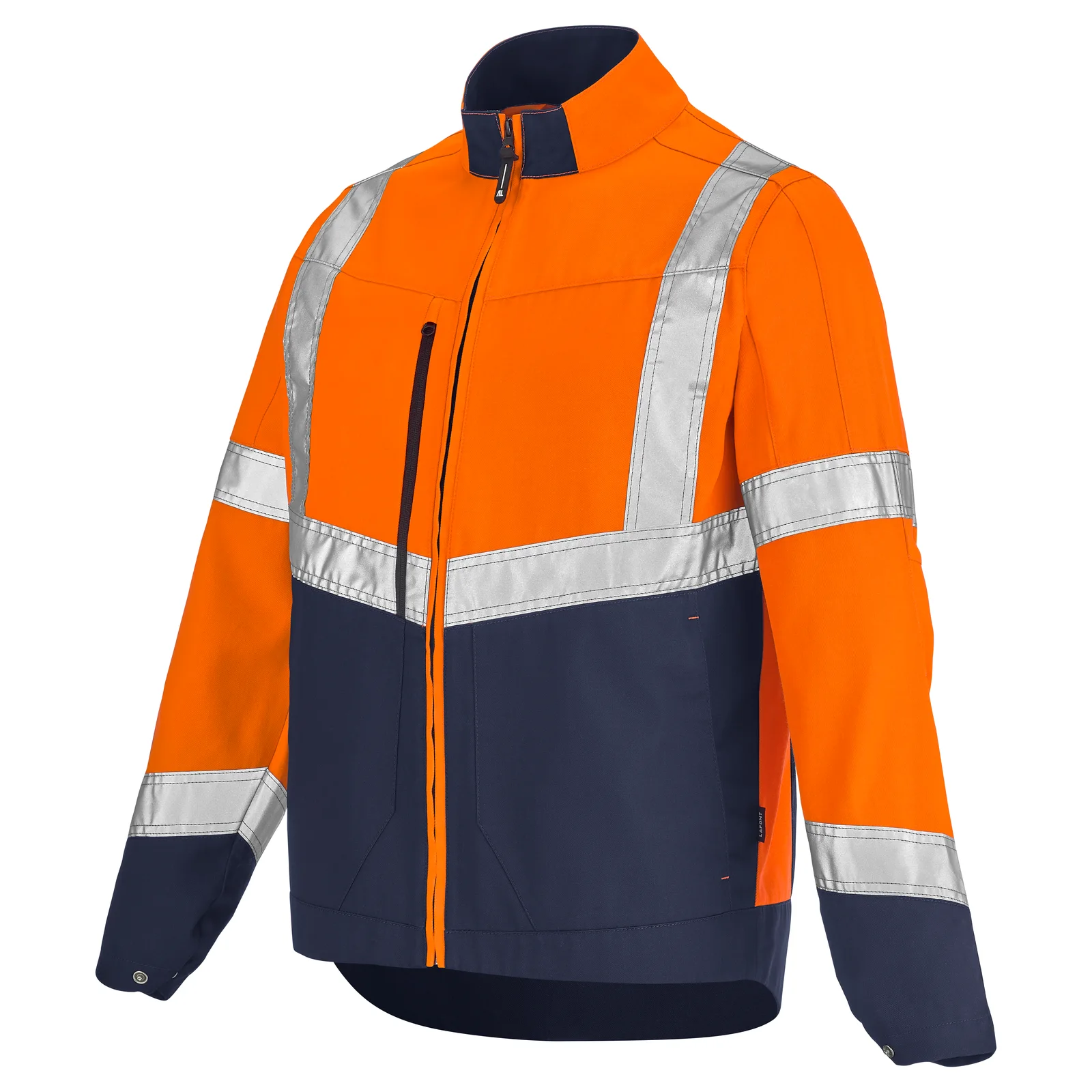 Blouson haute visibilité LUTEA — LUTEA PI Lafont, orange fluo / bleu marine, vue de face