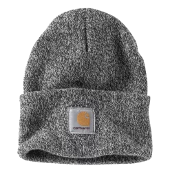 Bonnet Knit Cuffed A18 de Carhartt, coloris Black/White, vue de face.