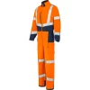 Combinaison 1 zip haute visibilité FOVEA — FOVEA PI Lafont, orange fluo / bleu marine, vue de face