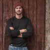 Sous-vêtement mérinos noir Crewneck 200 Woolpower porté