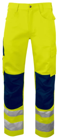 Pantalon haute visibilité ProJob 6532 PRIO, jaune/marine, vue de face