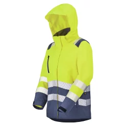 Parka femme haute visibilité IRMA CEPOVETT, jaune fluo / bleu marine, vue de face