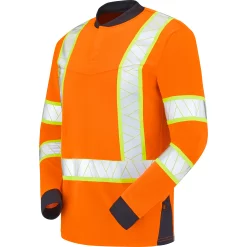 Polo haute visibilité BORÉAS — BORÉAS ML CEPOVETT, orange fluo / noir, vue de face