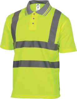 Polo haute visibilité OFFSHORE Delta Plus jaune fluorescent, vue de face