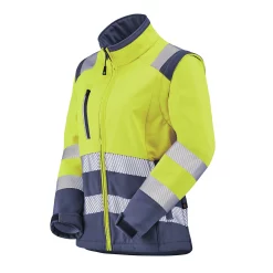 Softshell femme haute visibilité TIAN — TIAN CEPOVETT, jaune fluo / bleu marine, vue de face