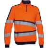 Sweat à col zippé haute visibilité COFRA LIXUS, orange/bleu marine, vue de face