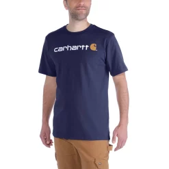 T-shirt Dearborn de Carhartt, coloris Navy, vue de face portée.