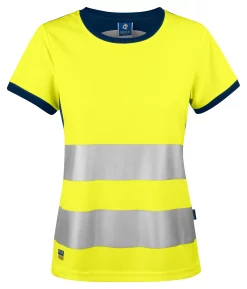 T-shirt haute visibilité femme ProJob 6012, manches courtes, jaune/marine, vue de face