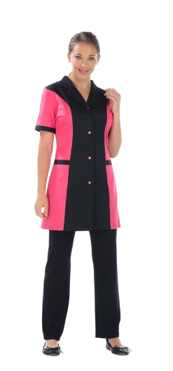 Tunique femme Célia noir et fuchsia, vue de face, Rémi Confection