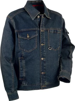 Veste de travail homme Basel en jean stretch bleu denim – Cofra, vue principale