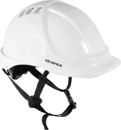 Casque de chantier COFRA LITESS VENT blanc, vue de trois quarts