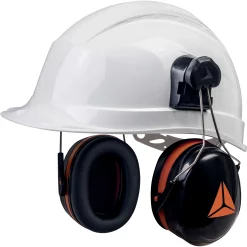 Coquilles antibruit MAGNY HELMET 2 Delta Plus noires, montées sur un casque illustratif non inclus